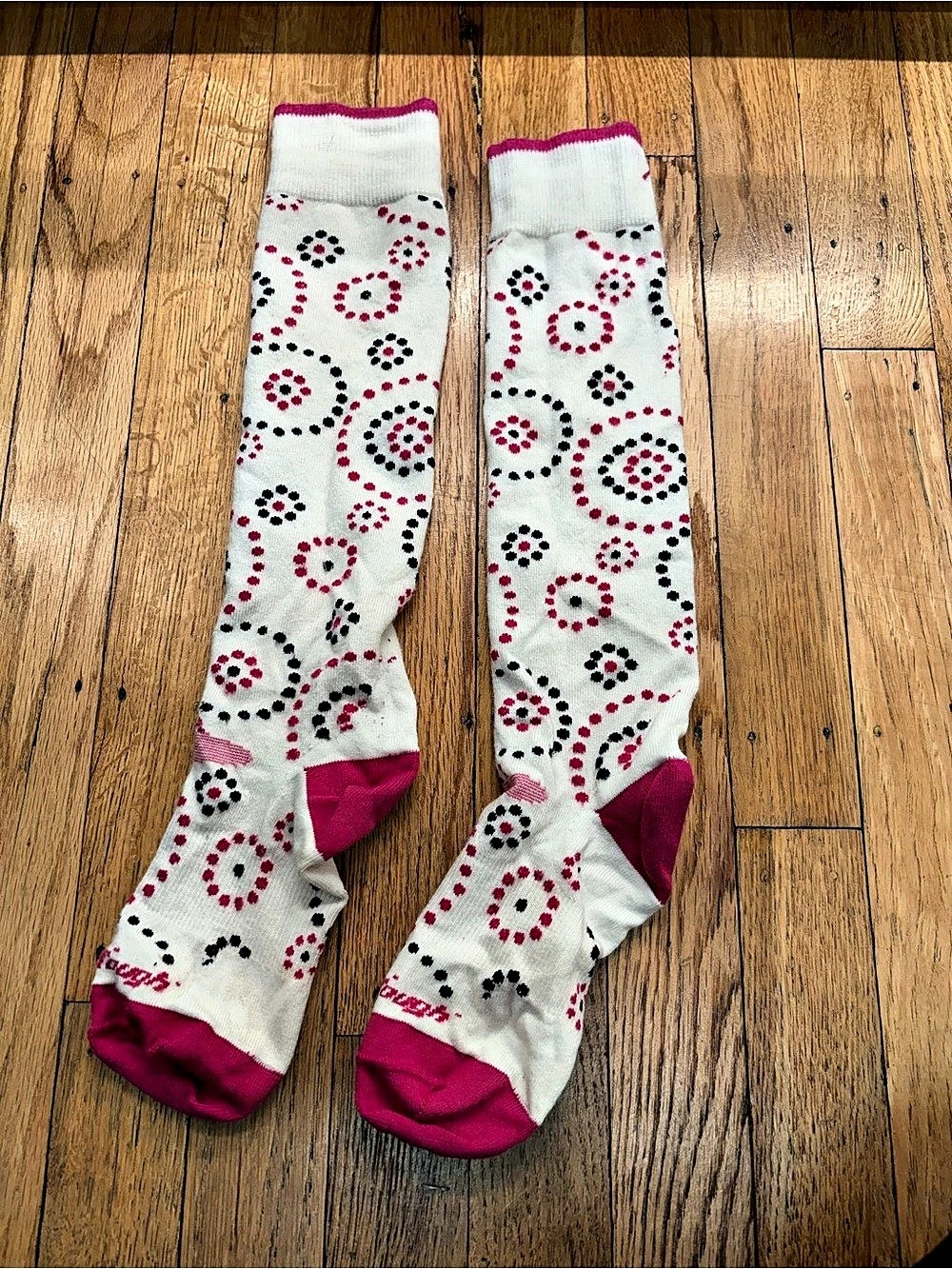Darn Tough Ski Socks Pink & White Medium